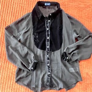 GAP Sheer and Velvet Black Blouse